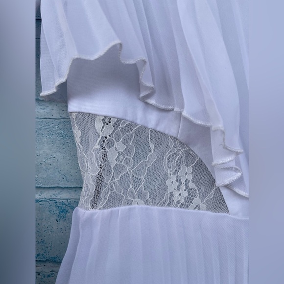 raisa vanessa trendyol white pleated lace embroidered mini dress size 36/6 - Picture 5 of 16